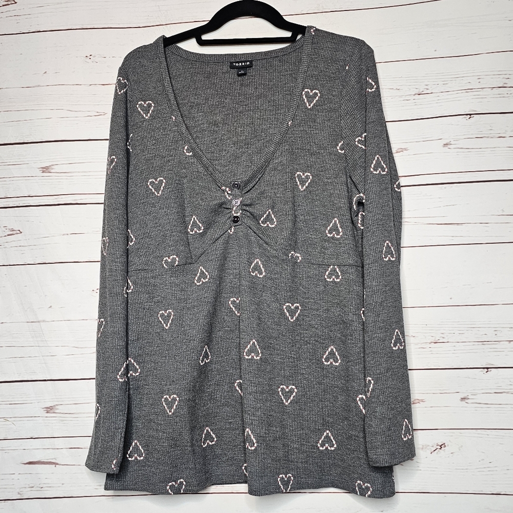 Torrid Gray Heart Patterned Sweater - image 1